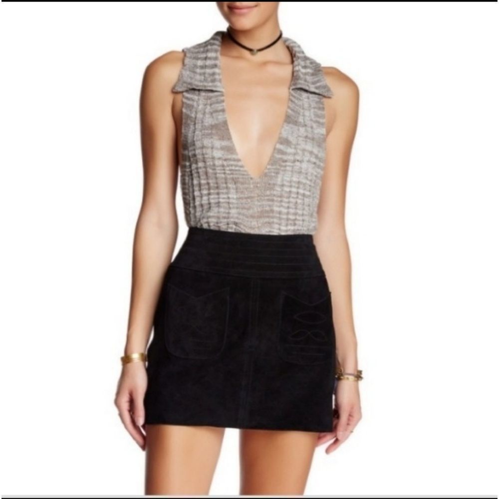 Free People L Dots and Dashes Collared Tank Top